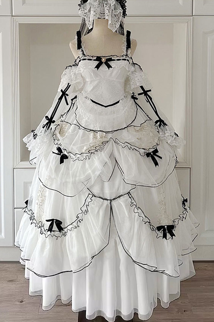 Lolita Jumper Skirt - Cascade Poem, White, Plus Size, Long Length, Ruffled - additional product view 9