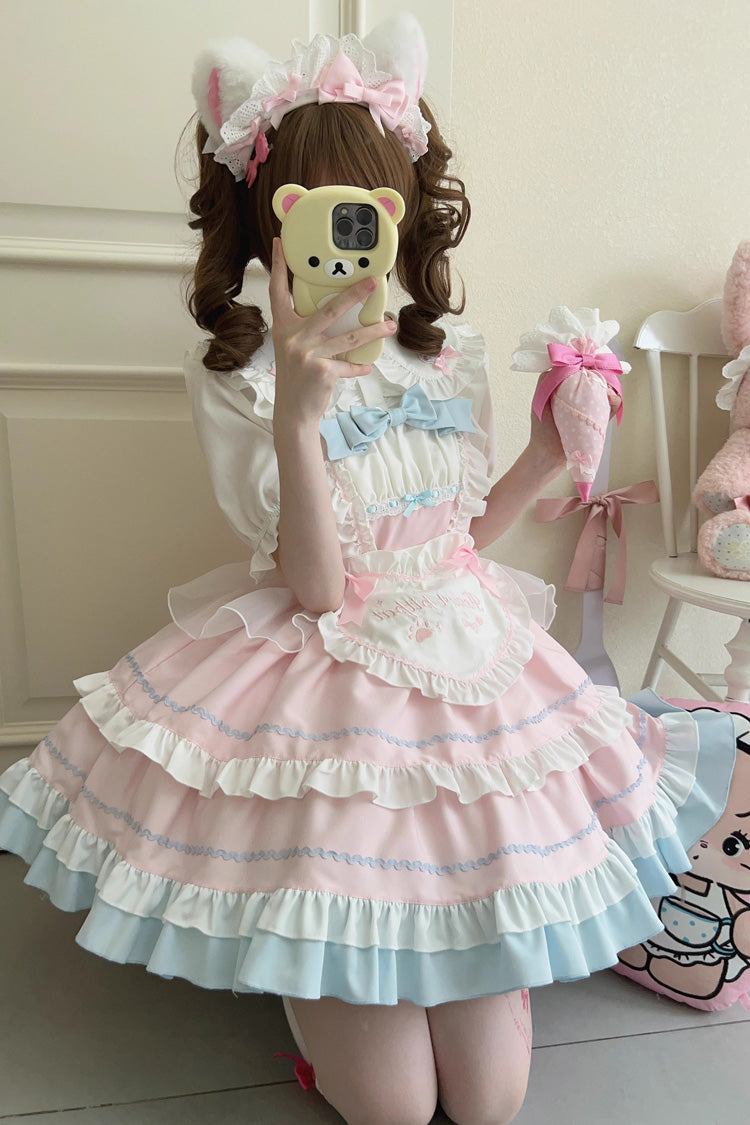 Lolita Jumper Skirt - Cat Ear Story Multi-layer, 4 Colors, Bow Detail, Ruffled - additional product view 2