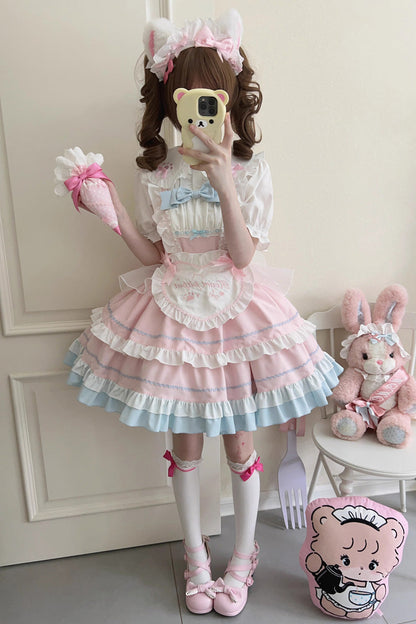 Lolita Jumper Skirt - Cat Ear Story Multi-layer, 4 Colors, Bow Detail, Ruffled - additional product view 3