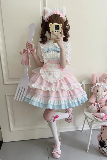 Lolita Jumper Skirt - Cat Ear Story Multi-layer, 4 Colors, Bow Detail, Ruffled - additional product view 4