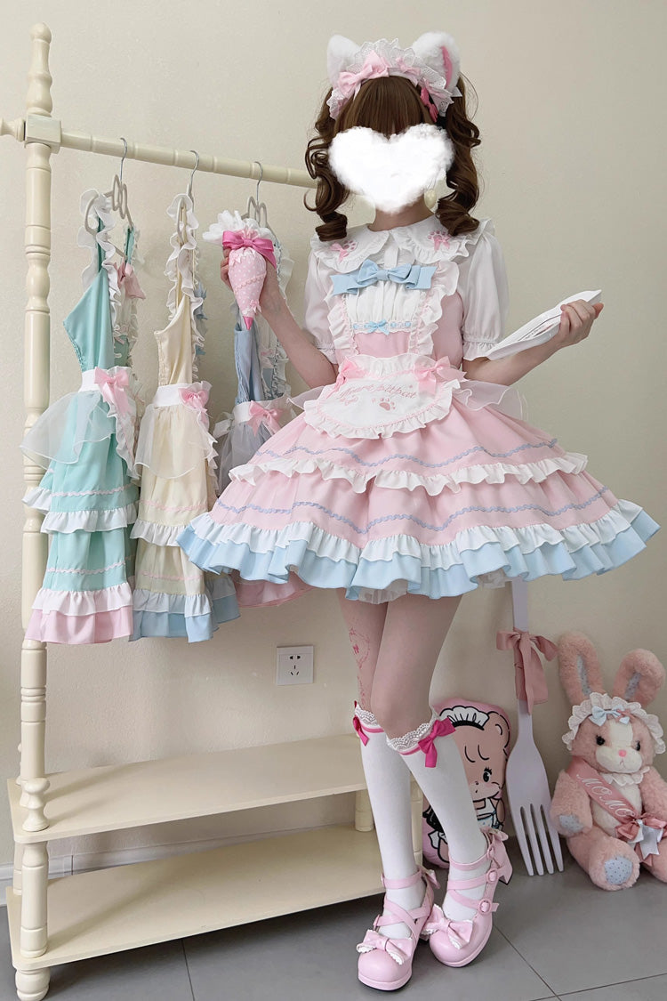 Lolita Jumper Skirt - Cat Ear Story Multi-layer, 4 Colors, Bow Detail, Ruffled - main product image