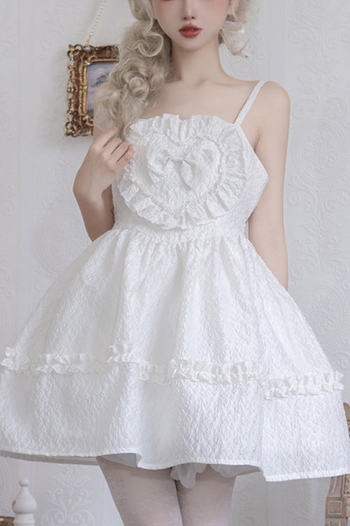 Lolita Jumper Skirt - Chiffon, 2 Colors, High Waist, Ruffled, Sweet Style - main product image