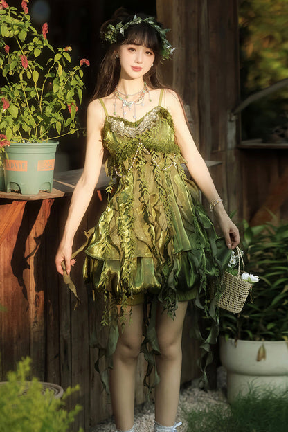 Lolita Jumper Skirt - Children Of The Forest, Green, Sweet Style, Ruffled - additional product view 2