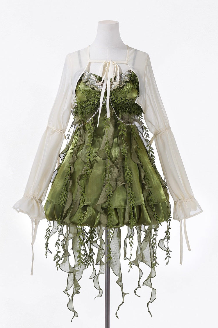 Lolita Jumper Skirt - Children Of The Forest, Green, Sweet Style, Ruffled - additional product view 3