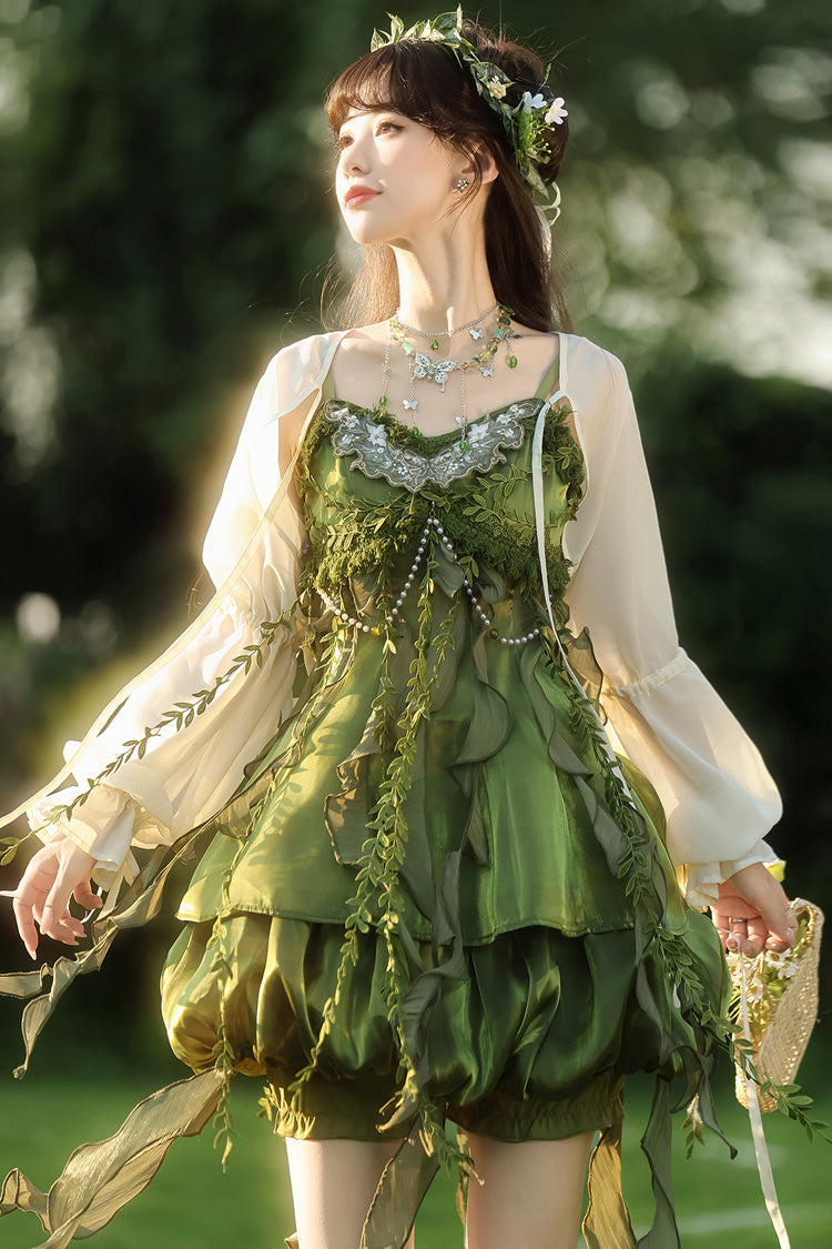 Lolita Jumper Skirt - Children Of The Forest, Green, Sweet Style, Ruffled - additional product view 4