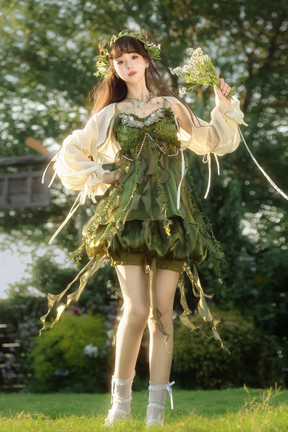 Lolita Jumper Skirt - Children Of The Forest, Green, Sweet Style, Ruffled - additional product view 5