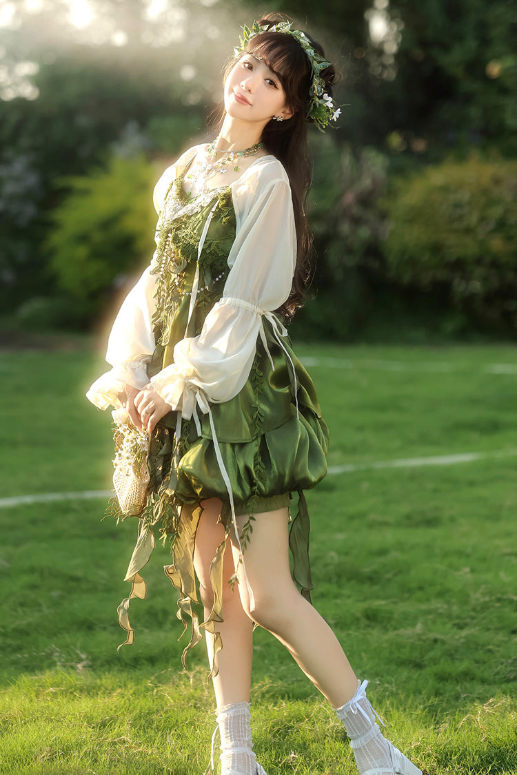 Lolita Jumper Skirt - Children Of The Forest, Green, Sweet Style, Ruffled - additional product view 8