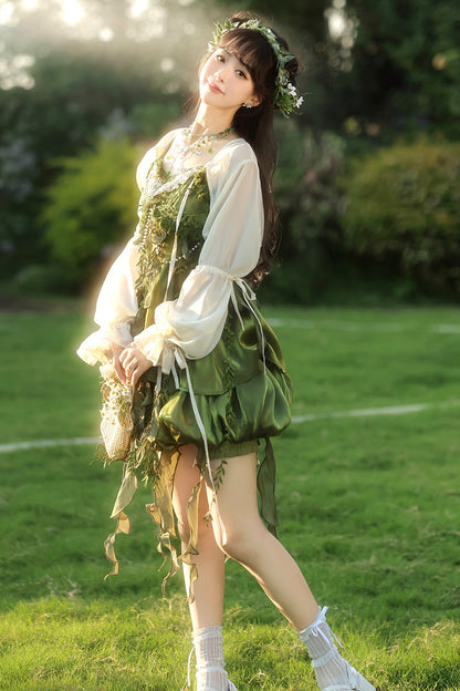 Lolita Jumper Skirt - Children Of The Forest, Green, Sweet Style, Ruffled - additional product view 8