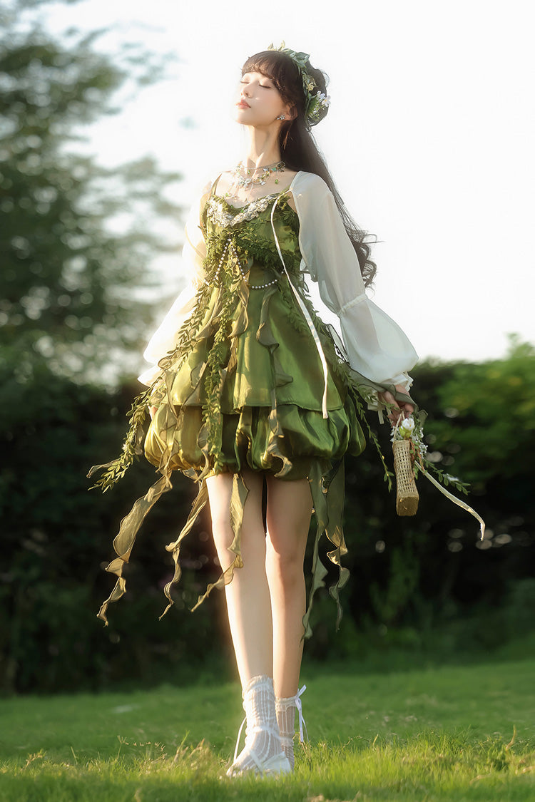 Lolita Jumper Skirt - Children Of The Forest, Green, Sweet Style, Ruffled - additional product view 9