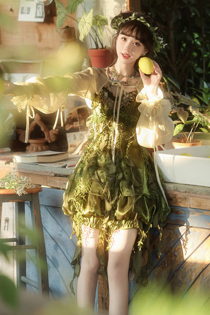 Lolita Jumper Skirt - Children Of The Forest, Green, Sweet Style, Ruffled - additional product view 10