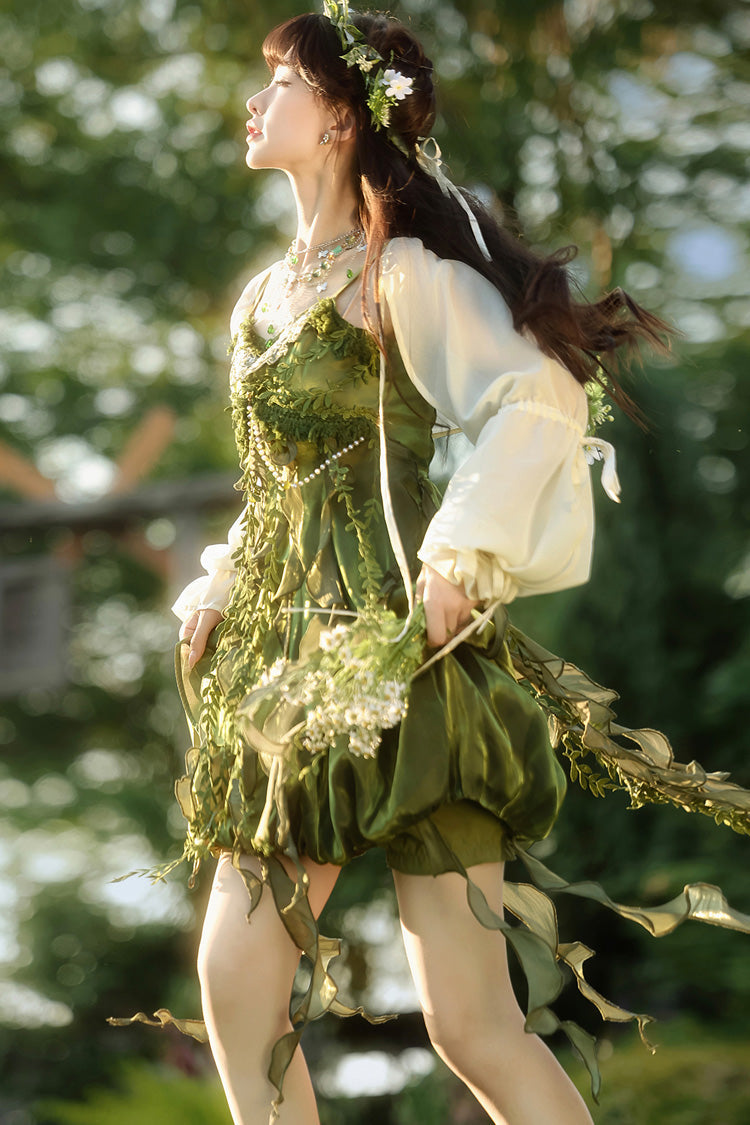 Lolita Jumper Skirt - Children Of The Forest, Green, Sweet Style, Ruffled - additional product view 11