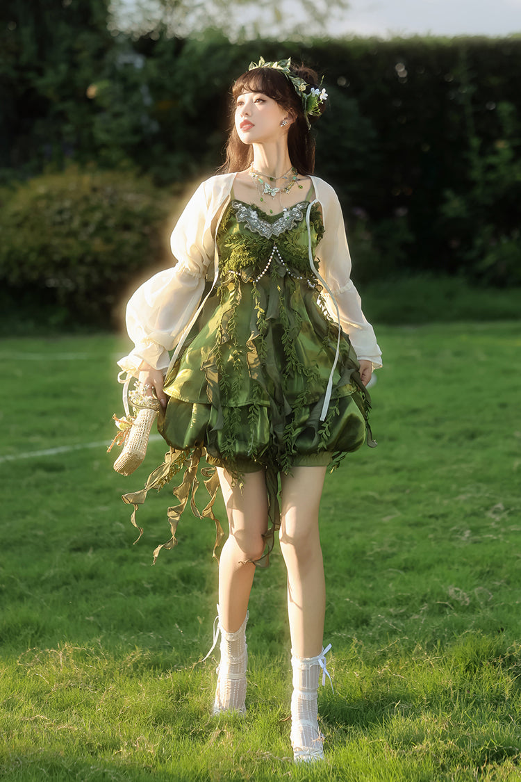 Lolita Jumper Skirt - Children Of The Forest, Green, Sweet Style, Ruffled - additional product view 13