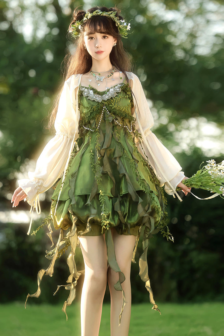 Lolita Jumper Skirt - Children Of The Forest, Green, Sweet Style, Ruffled - main product image