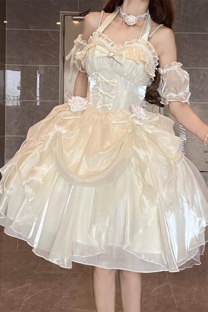 Lolita Jumper Skirt - Cindy Rose, Ivory, Ruffled, Halterneck, Sweet Style - additional product view 4