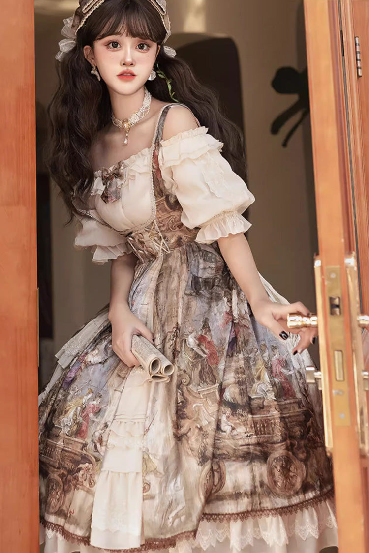 Lolita Jumper Skirt - Cloria, Brown, Sweet Style, Bow Detail, Lace Trim - additional product view 10
