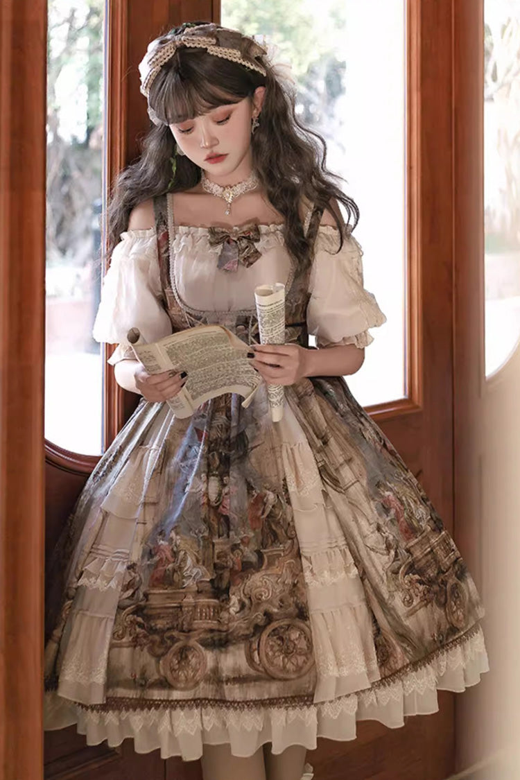 Lolita Jumper Skirt - Cloria, Brown, Sweet Style, Bow Detail, Lace Trim - additional product view 11