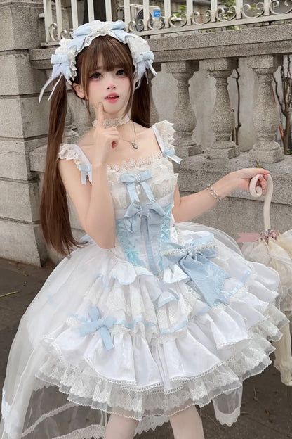 Lolita Jumper Skirt - Clouds And Mist, 2 Colors, Bow Detail, Lace Trim, Ruffled - additional product view 3