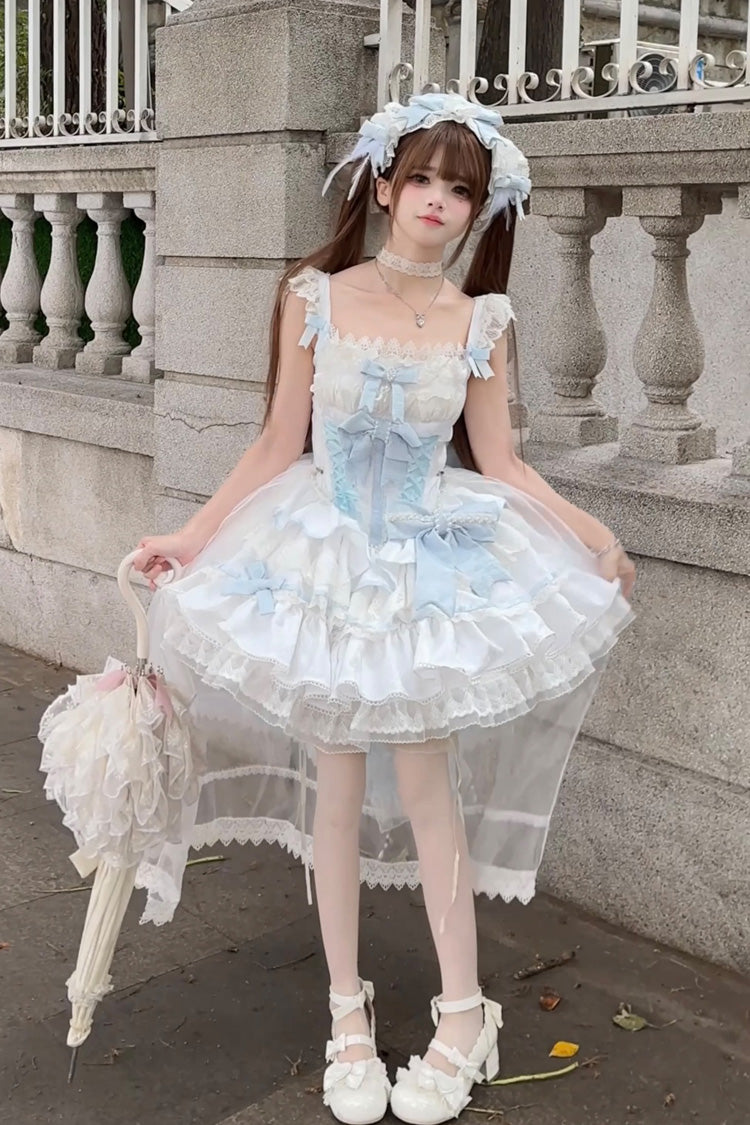 Lolita Jumper Skirt - Clouds And Mist, 2 Colors, Bow Detail, Lace Trim, Ruffled - additional product view 5