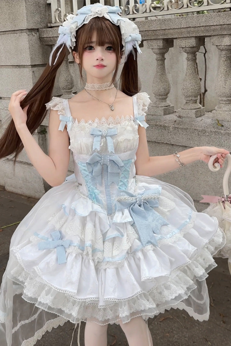 Lolita Jumper Skirt - Clouds And Mist, 2 Colors, Bow Detail, Lace Trim, Ruffled - additional product view 6