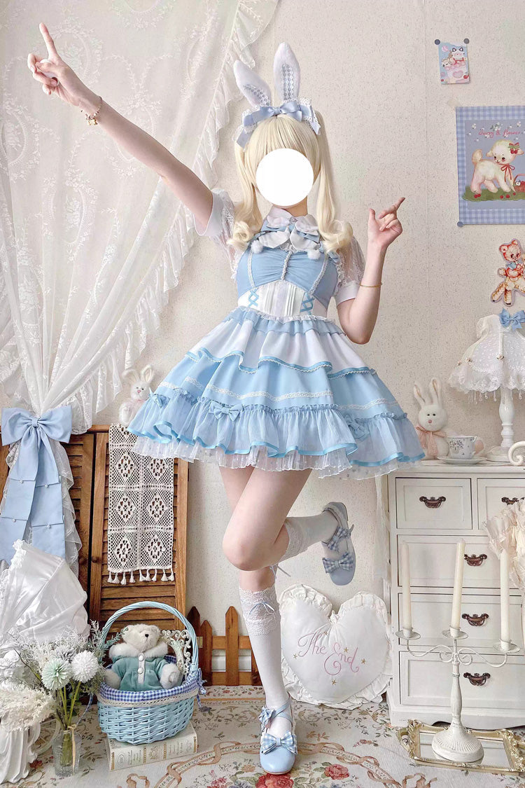 Lolita Jumper Skirt - Cotton Cloud, 2 Colors, Detachable Detail, Lace-Up, Sweet Style - additional product view 2