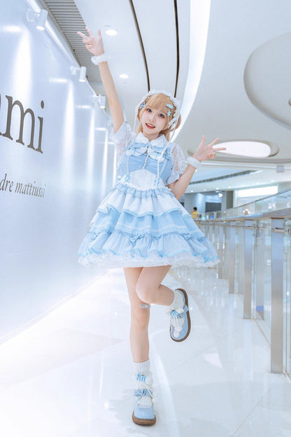 Lolita Jumper Skirt - Cotton Cloud, 2 Colors, Detachable Detail, Lace-Up, Sweet Style - additional product view 3