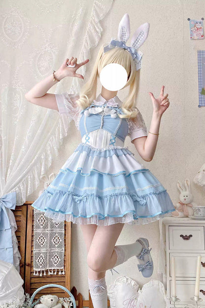Lolita Jumper Skirt - Cotton Cloud, 2 Colors, Detachable Detail, Lace-Up, Sweet Style - main product image