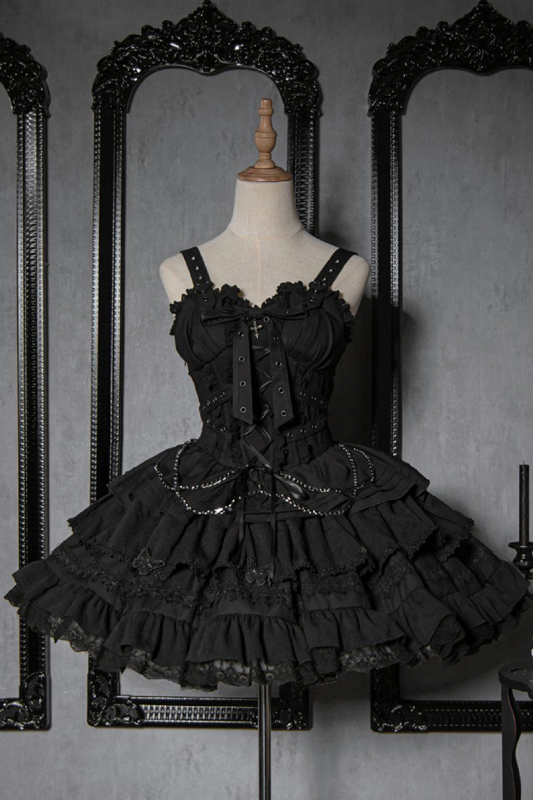 Lolita Jumper Skirt - Covenant Cross, 6 Colors, Layered, Lace-Up, Cross Detail - additional product view 3