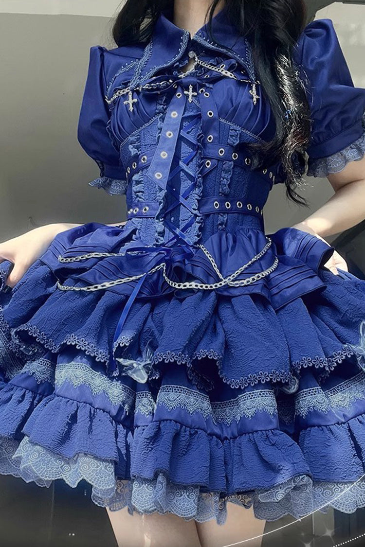 Lolita Jumper Skirt - Covenant Cross, 6 Colors, Layered, Lace-Up, Cross Detail - additional product view 16