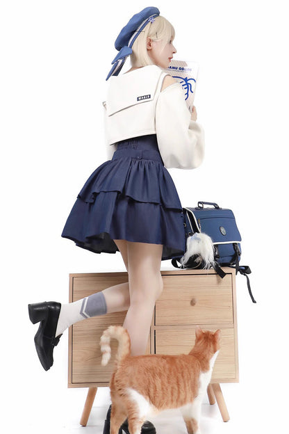 Lolita Jumper Skirt - Dark Blue Double Layer, Blue, Ruffled, Sweet Style - additional product view 7