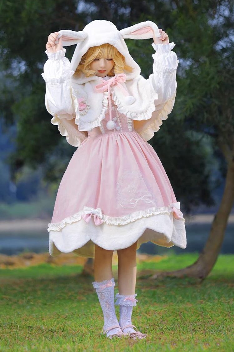 Lolita Jumper Skirt - Deer Print, Pink, Sweet Style, Bow Detail, Printed - main product image