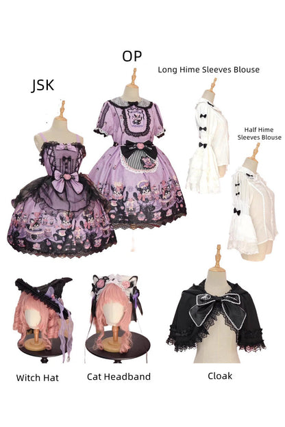 Lolita Jumper Skirt - Devil Cat, Purple, Plus Size, Bow Detail, Lace Trim - additional product view 5