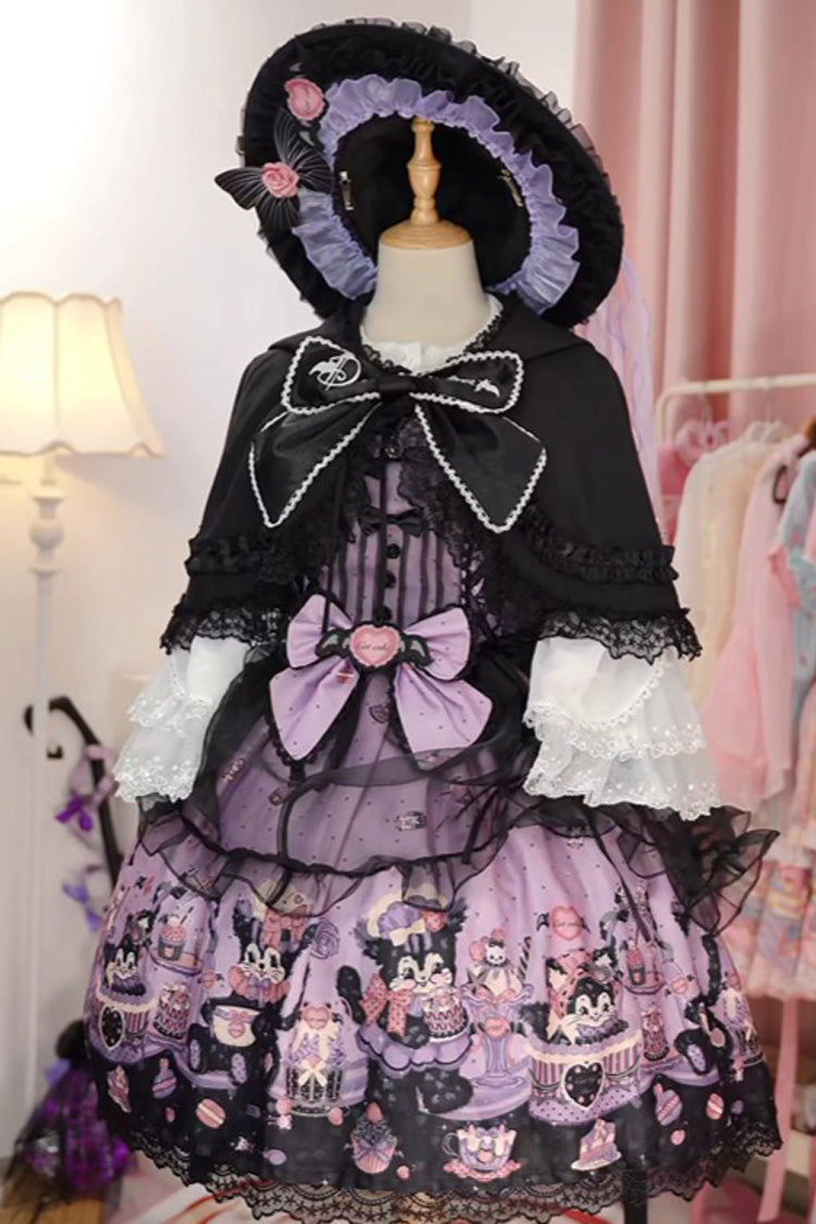 Lolita Jumper Skirt - Devil Cat, Purple, Plus Size, Bow Detail, Lace Trim - additional product view 6