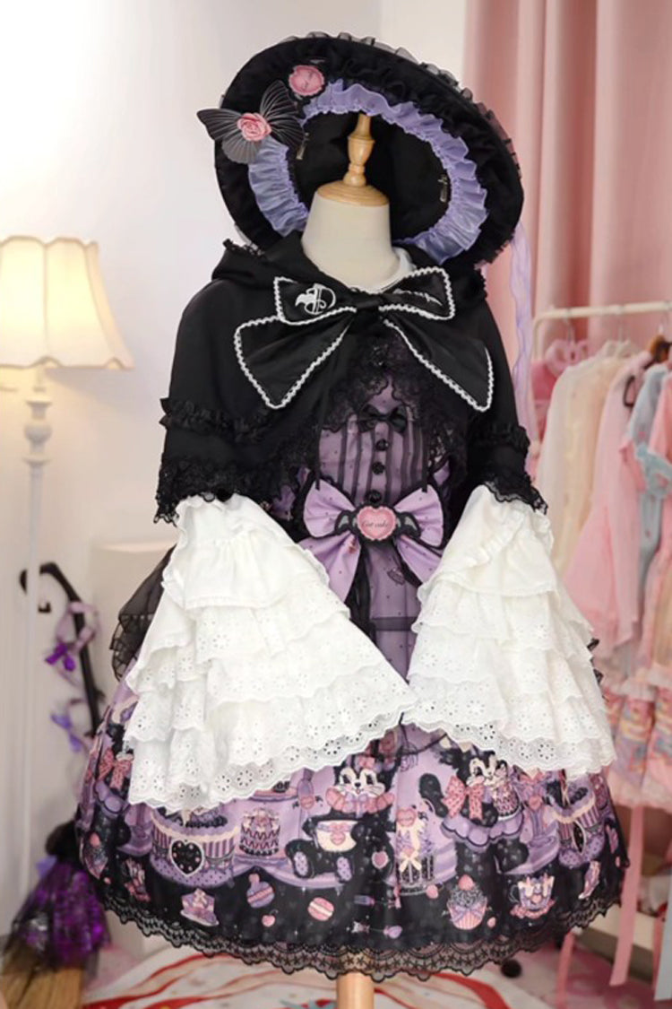 Lolita Jumper Skirt - Devil Cat, Purple, Plus Size, Bow Detail, Lace Trim - additional product view 7