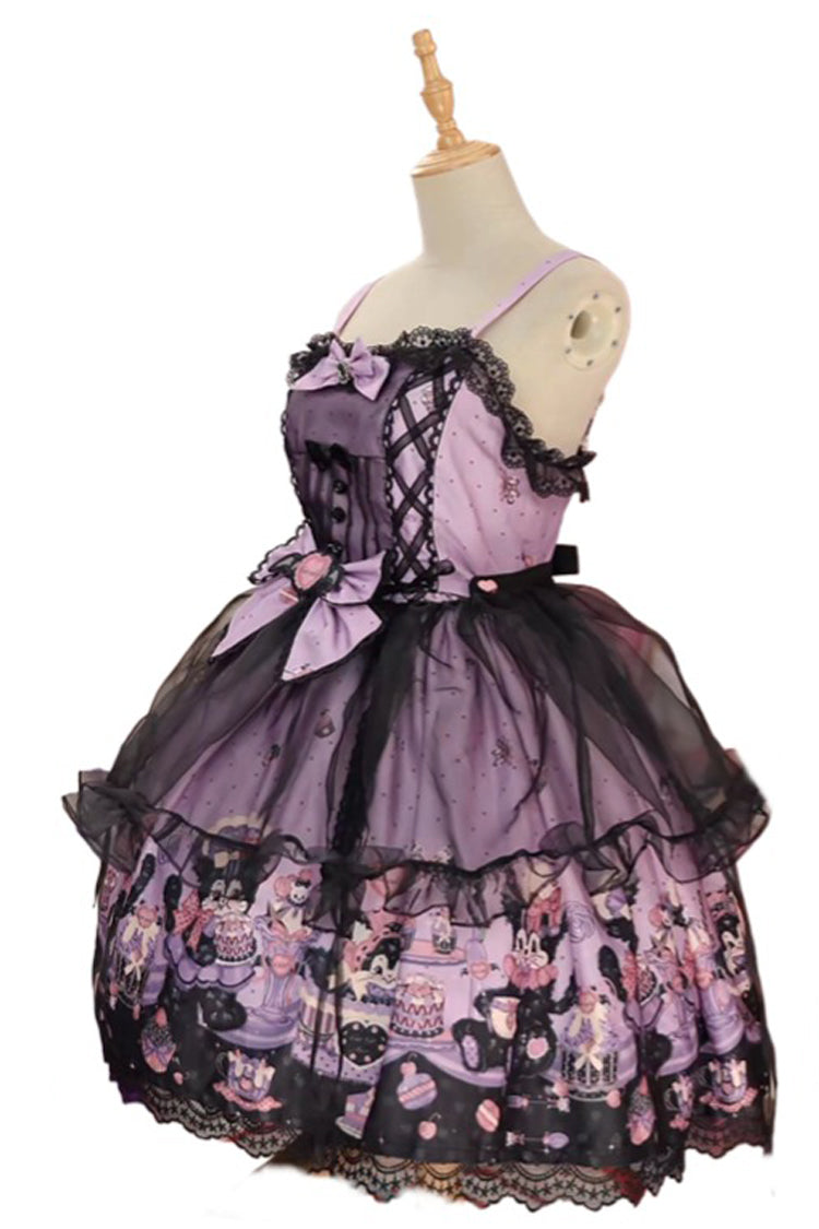 Lolita Jumper Skirt - Devil Cat, Purple, Plus Size, Bow Detail, Lace Trim - additional product view 9