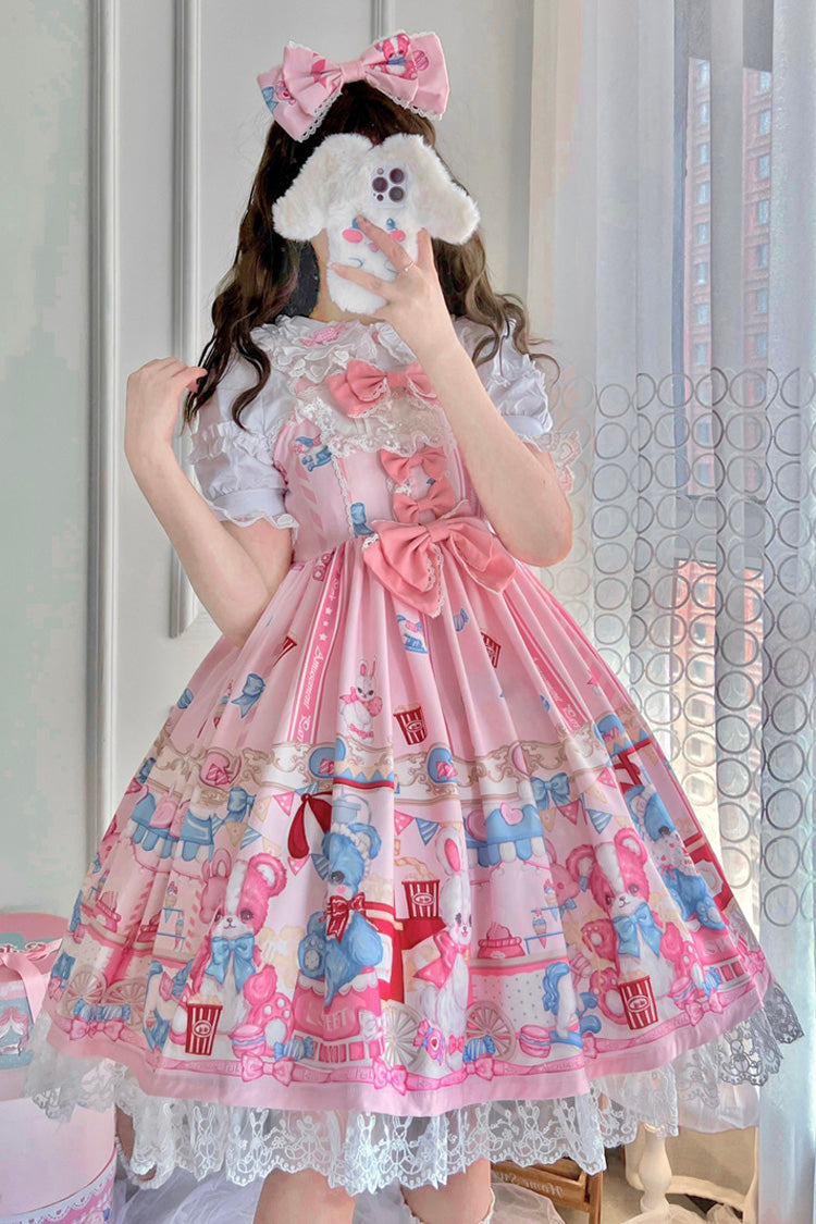 Lolita Jumper Skirt - Doll Playground Print, Pink, Printed, Sweet Style, Bow Detail - additional product view 7