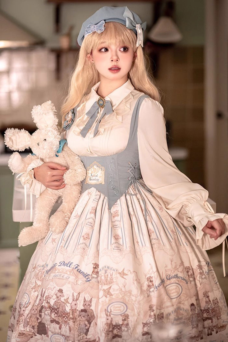 Lolita Jumper Skirt - Doll's House Print, 2 Colors, Long Version, Long Length, Ruffled - additional product view 2