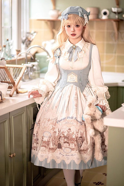 Lolita Jumper Skirt - Doll's House Print, 2 Colors, Long Version, Long Length, Ruffled - additional product view 3