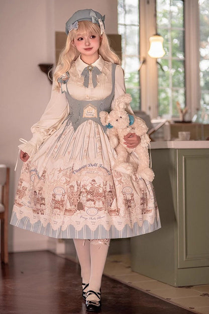 Lolita Jumper Skirt - Doll's House Print, 2 Colors, Long Version, Long Length, Ruffled - additional product view 4
