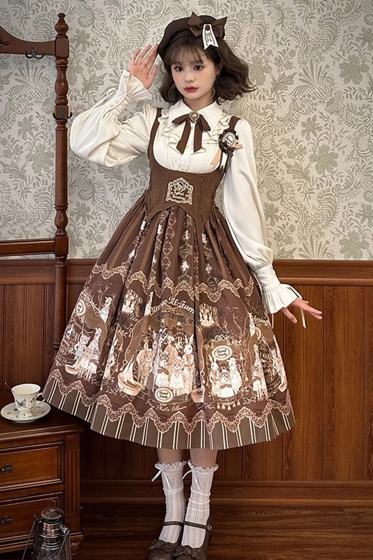 Lolita Jumper Skirt - Doll's House Print, 2 Colors, Long Version, Long Length, Ruffled - additional product view 5