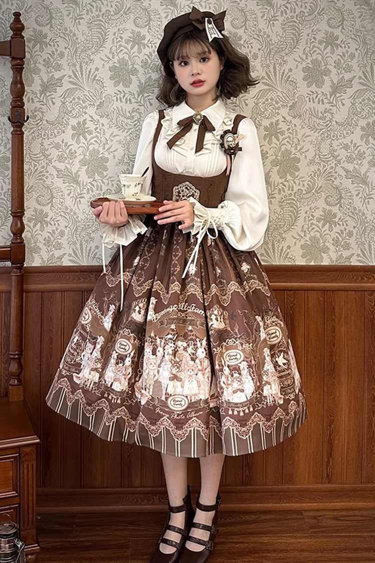 Lolita Jumper Skirt - Doll's House Print, 2 Colors, Long Version, Long Length, Ruffled - additional product view 6