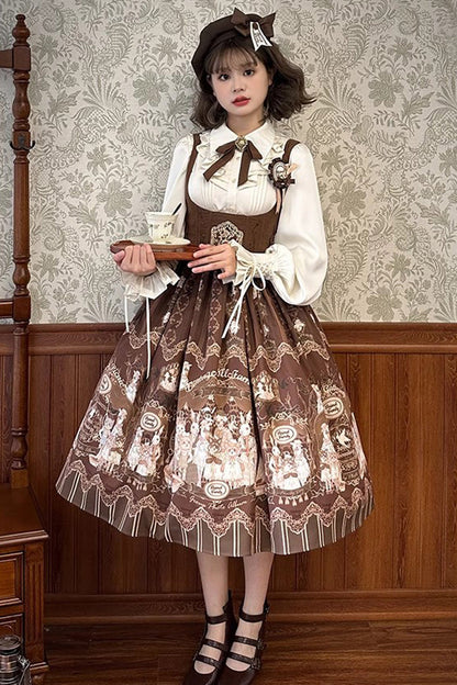Lolita Jumper Skirt - Doll's House Print, 2 Colors, Long Version, Long Length, Ruffled - additional product view 6