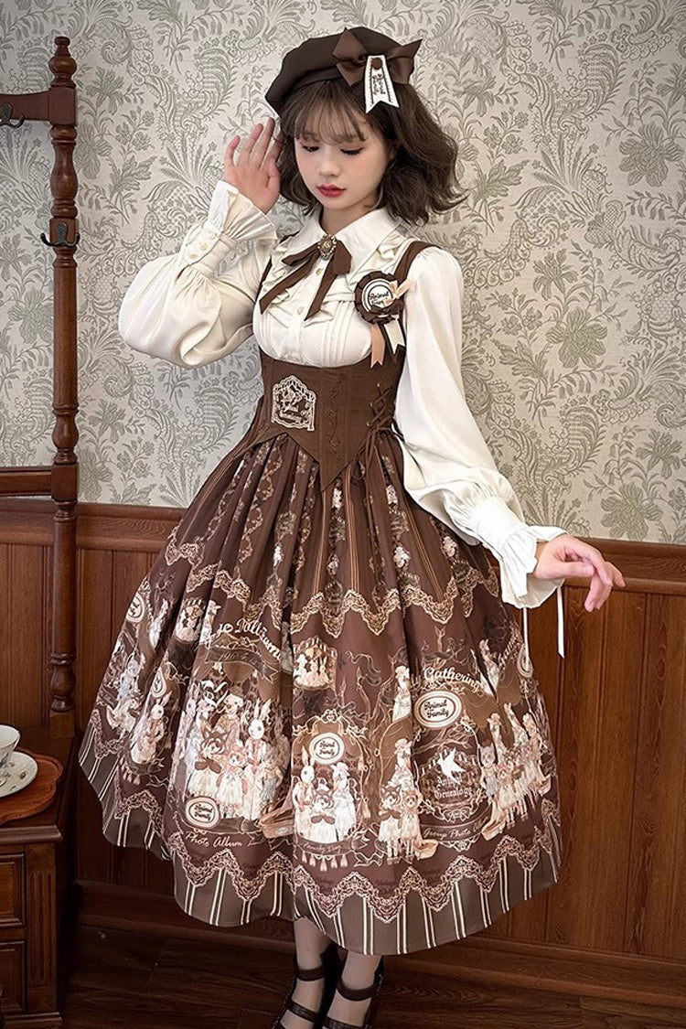 Lolita Jumper Skirt - Doll's House Print, 2 Colors, Long Version, Long Length, Ruffled - additional product view 7