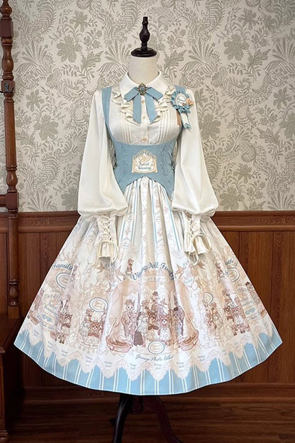 Lolita Jumper Skirt - Doll's House Print, 2 Colors, Long Version, Long Length, Ruffled - additional product view 11