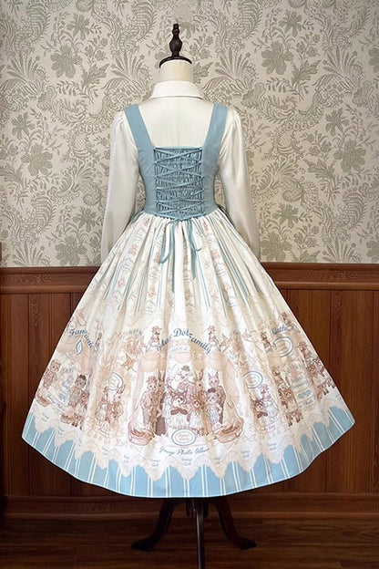 Lolita Jumper Skirt - Doll's House Print, 2 Colors, Long Version, Long Length, Ruffled - additional product view 12