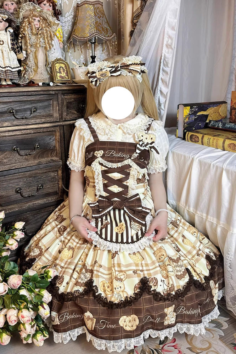 Lolita Jumper Skirt - Doll Tea Party, 3 Colors, Bow Detail, Lace Trim, Ruffled - additional product view 4
