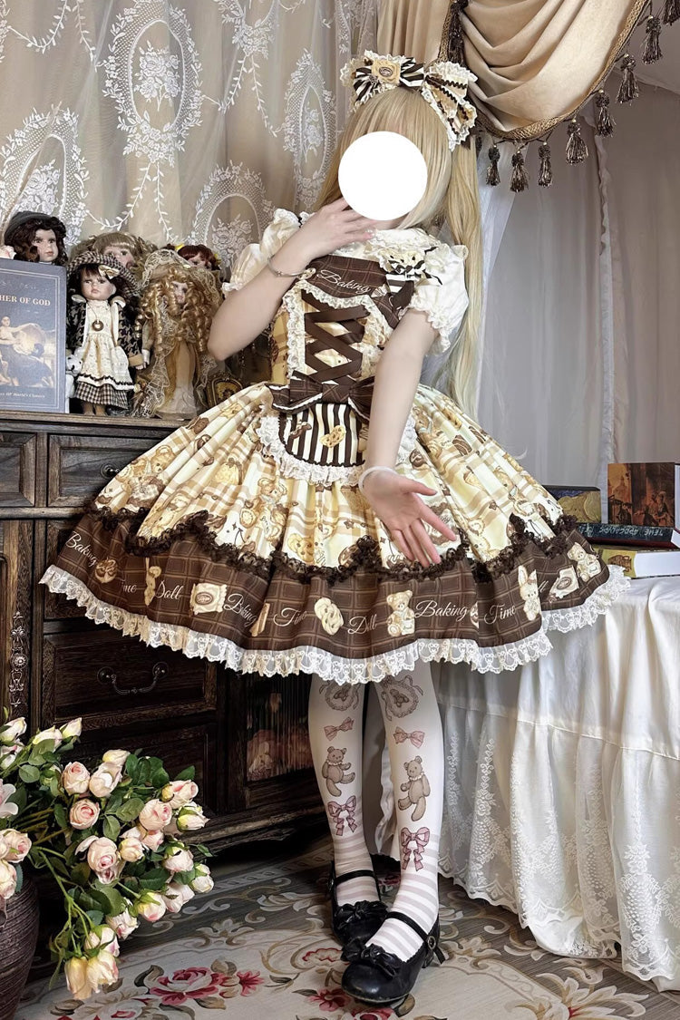 Lolita Jumper Skirt - Doll Tea Party, 3 Colors, Bow Detail, Lace Trim, Ruffled - additional product view 5