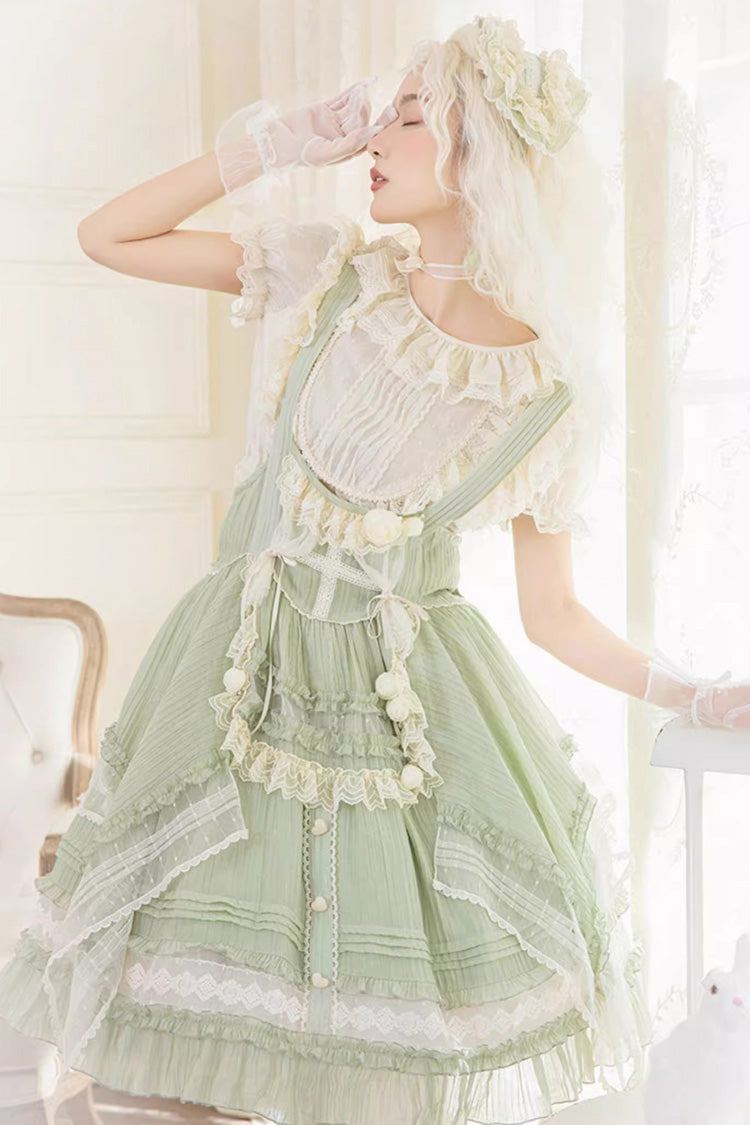 Lolita Jumper Skirt - Doll Window, Green, Layered, Sweet Style, Ruffled - additional product view 3