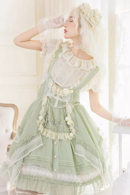 Lolita Jumper Skirt - Doll Window, Green, Layered, Sweet Style, Ruffled - additional product view 3