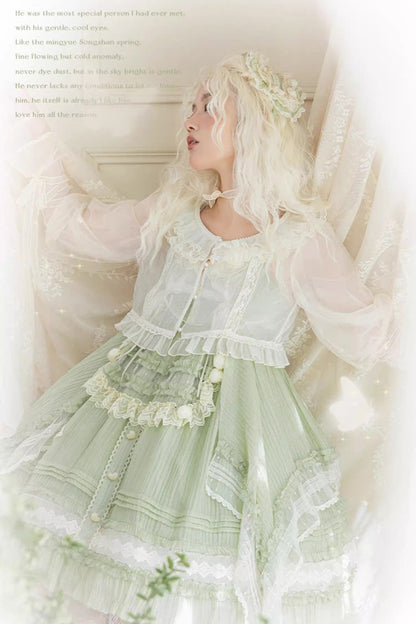 Lolita Jumper Skirt - Doll Window, Green, Layered, Sweet Style, Ruffled - additional product view 4