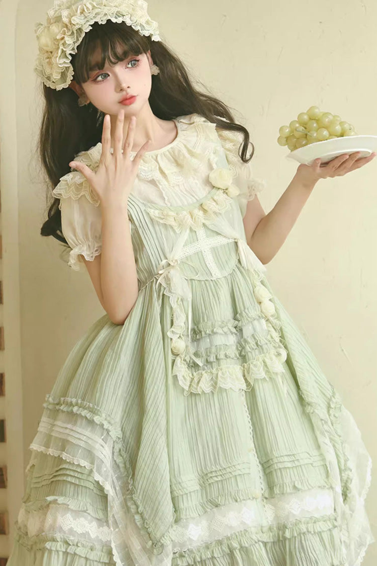 Lolita Jumper Skirt - Doll Window, Green, Layered, Sweet Style, Ruffled - additional product view 5